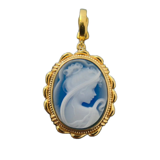 MADALENA SARARA 18K Gold Charm For Women Pendant Necklace Inlay Resin Beauty Shape Au750 Stamp